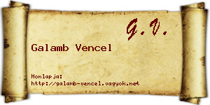 Galamb Vencel névjegykártya